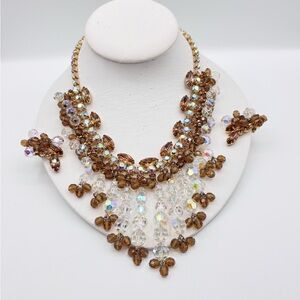 Verified D&E Juliana Topaz, Crystal and Aurora Borealis Necklace and Earrings